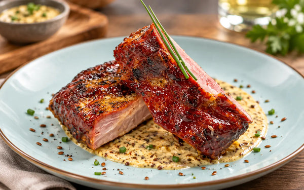 Costillar ahumado con chimichurri y crema
